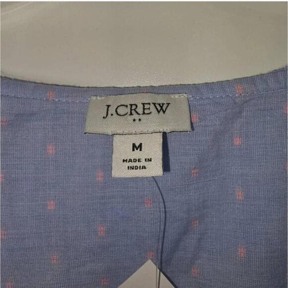 NWT J Crew Ctn Chambray Dobby Blue Ruffled Peasant Blouse Long Sleeve - Picture 2 of 9